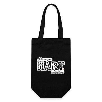Hart und Würzig Textdesign - Geschenkbeutel für Flaschen - Schwarz - Vorne