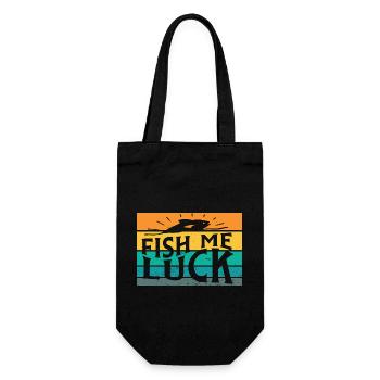 Fish Me Luck Funny Lake River Fishing Pun Boating - Geschenkbeutel für Flaschen - Schwarz - Vorne