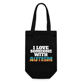 I Love Someone With Autism Awareness Month Puzzle - Gift Bag for Bottles - black - Front