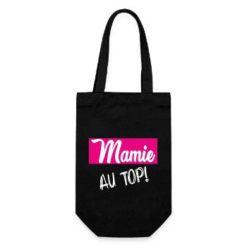 MAMIE. GRAND-MERE. FÊTE DES MÈRES. BONNE FÊTE - Sac à bouteille - noir - Devant