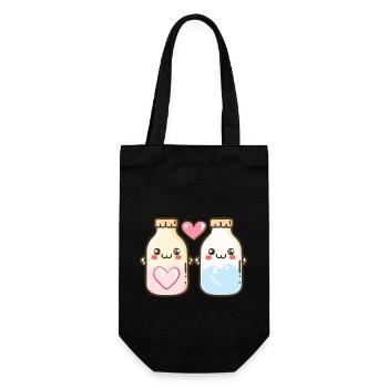 Milk Couple Love Heart Comic - Gift Bag for Bottles - black - Front