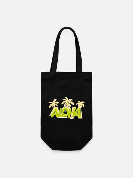 Aloha & Palmen - Geschenkbeutel für Flaschen - Schwarz