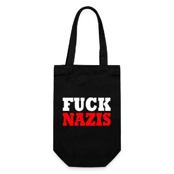 Fuck nazis - Geschenkbeutel für Flaschen - Schwarz - Vorne