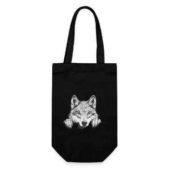Wolf - Geschenkbeutel für Flaschen - Schwarz - Vorne