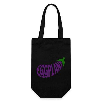 Aubergine - Cooles Gemüse Logo - Geschenkbeutel für Flaschen - Schwarz - Vorne