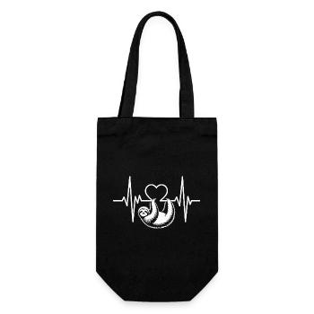 Heartbeat with sleeping sloth - Gift Bag for Bottles - black - Front