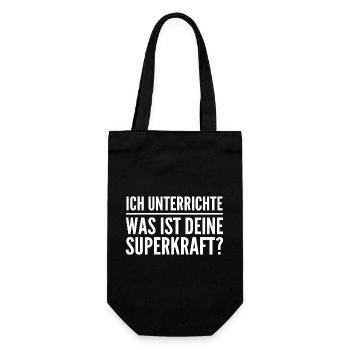 Ich unterrichte – was ist deine Superkraft? - Geschenkbeutel für Flaschen - Schwarz - Vorne