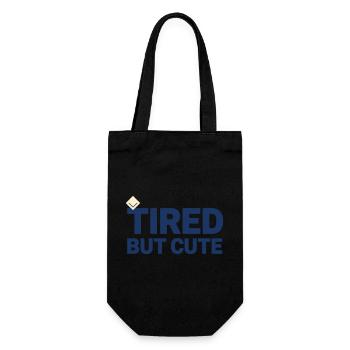 Baby Humor T-Shirt TIRED BUT CUTE | Minimalist - Gift Bag for Bottles - black - Front