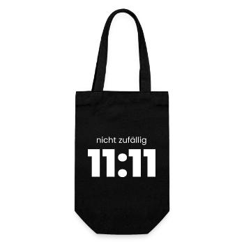 11:11 Nicht zufällig – Cosmic Timing Shirt - Geschenkbeutel für Flaschen - Schwarz - Vorne