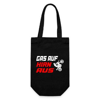 Gas_auf_Hirn_aus - Geschenkbeutel für Flaschen - Schwarz - Vorne