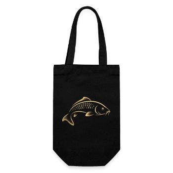 Karpfenfisch Minimalistische Angelgrafik - Geschenkbeutel für Flaschen - Schwarz - Vorne
