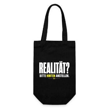 REALITÄT? Hinten Anstellen Design - Geschenkbeutel für Flaschen - Schwarz - Vorne