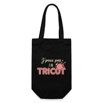 J'ai TRICOT—humour tricot - Sac à bouteille - noir - Devant