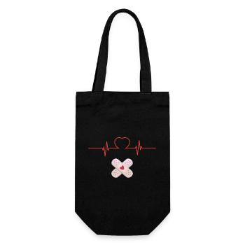 Cœur et Pansements Croisés - Sac à bouteille - noir - Devant