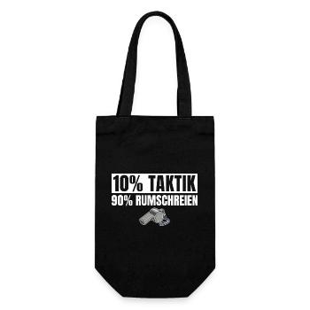 Fußballtrainer 10% Taktik 90% Rumschreien - Geschenkbeutel für Flaschen - Schwarz - Vorne