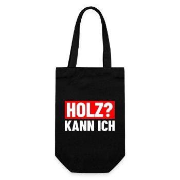 Holz? Kann ich Holzfäller Waldarbeiter Forstwirt - Geschenkbeutel für Flaschen - Schwarz - Vorne