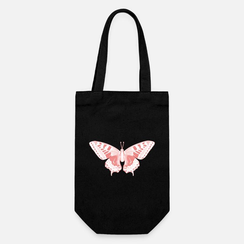 Papillon Rose Éthérée - Sac à bouteille - noir
