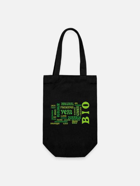 Bio et Ecologie : nuage vert de mots clés - Sac à bouteille - noir