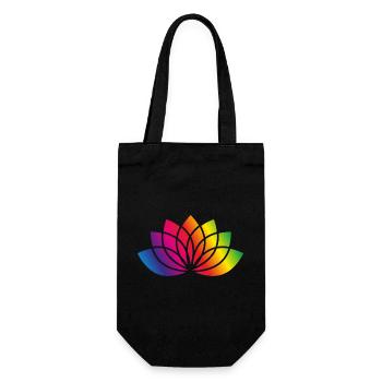buntes stilisiertes Blüten Symbol - Geschenkbeutel für Flaschen - Schwarz - Vorne