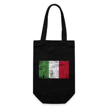Flagge Italien Fahne Grunge Retro Vintage - Geschenkbeutel für Flaschen - Schwarz - Vorne