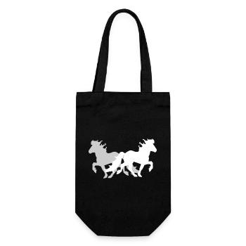 2 Icelandic Horses Elegant Tölt Ladies Girls Kids - Gift Bag for Bottles - black - Front