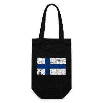 Finland Flag Flag Grunge Retro Vintage - Gift Bag for Bottles - black - Front
