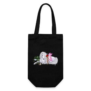 Merveilleuse licorne avec fée - Sac à bouteille - noir - Devant