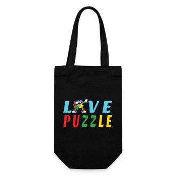 Love Puzzle - Gift Bag for Bottles - black - Front