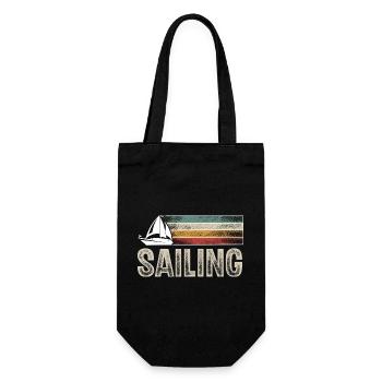 Sailing Sailor Sailboat Retro Vintage - Gift Bag for Bottles - black - Front