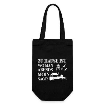 Zu Hause ist wo man Abends Moin Sagt - Geschenkbeutel für Flaschen - Schwarz - Vorne