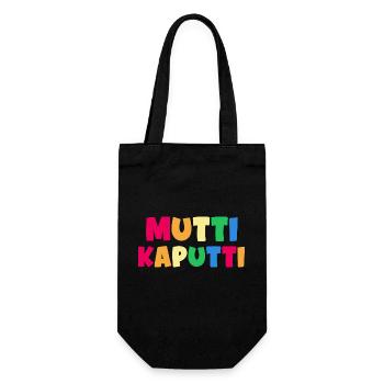 Mama "mutti kaputti" superMom - Geschenkbeutel für Flaschen - Schwarz - Vorne