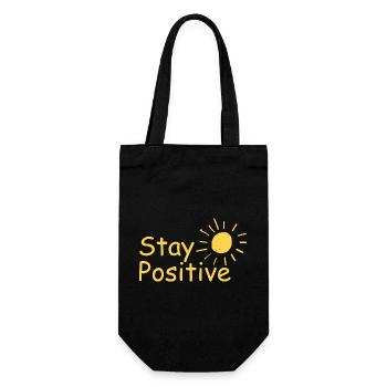 Strahlende Sonne - Stay Positive - Geschenkbeutel für Flaschen - Schwarz - Vorne