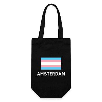Trans Pride Flagge Amsterdam - Geschenkbeutel für Flaschen - Schwarz - Vorne