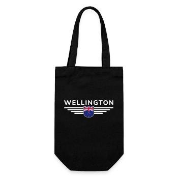 Wellington T-Shirt für Neuseeland-Fans - Geschenkbeutel für Flaschen - Schwarz - Vorne