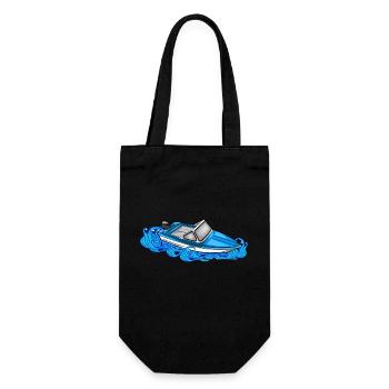 bateau DDR vagues Illustration rétro ibis bateau - Sac à bouteille - noir - Devant