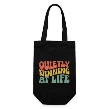 Quietly Winning At Life Sayings For Introverts - Gift Bag for Bottles - black - Front