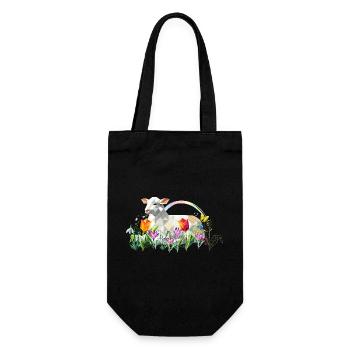 Spring lamb with flowers and butterflies - Gift Bag for Bottles - black - Front