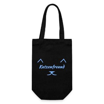 Katzenfreund V2, closing, Typographie - Geschenkbeutel für Flaschen - Schwarz - Vorne