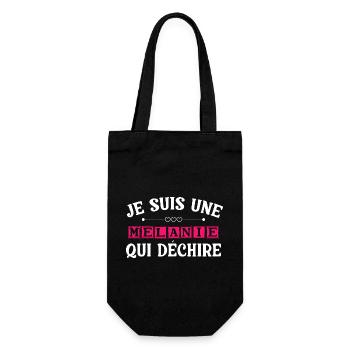 T-Shirt Ich bin eine Melanie, die rockt - Geschenkbeutel für Flaschen - Schwarz - Vorne