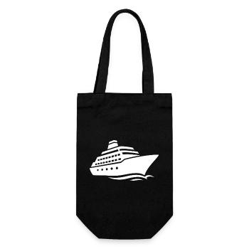 Minimalistische Kreuzfahrtschiff Silhouette Urlaub - Geschenkbeutel für Flaschen - Schwarz - Vorne