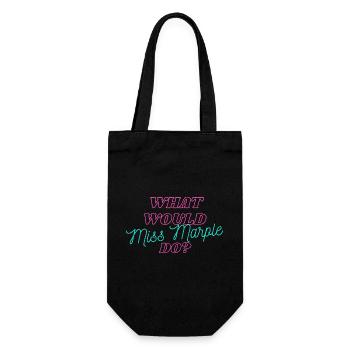 Was würde Miss Marple machen Neon - Geschenkbeutel für Flaschen - Schwarz - Vorne