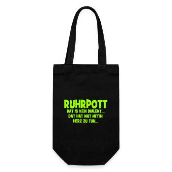 Ruhrpott - Dat hat wat mittn Herz zu tun - Geschenkbeutel für Flaschen - Schwarz - Vorne