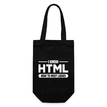 HTML Humor Code Programmer Saying - Gift Bag for Bottles - black - Front