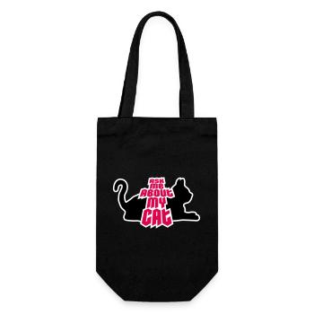 Ask Me About My Cat Katze Haustier Liebe Tierliebe - Geschenkbeutel für Flaschen - Schwarz - Vorne
