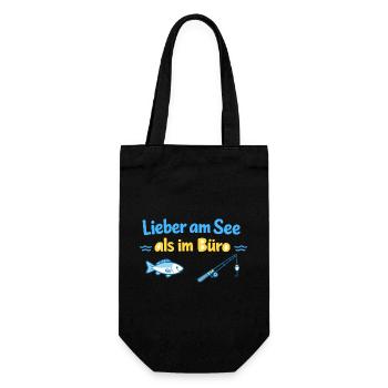 Lieber am See als im Büro - Geschenkbeutel für Flaschen - Schwarz - Vorne