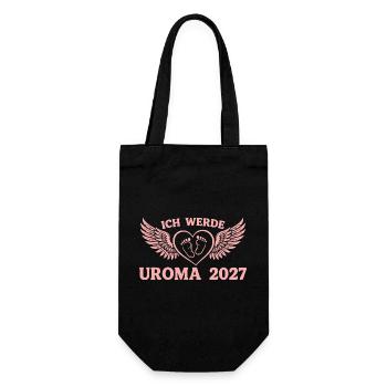 Ich werde Uroma 2027 – Werdende Urgroßmutter - Geschenkbeutel für Flaschen - Schwarz - Vorne