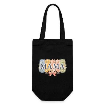 MAMA Retro Pink Schleife und Blumenstreifen - Geschenkbeutel für Flaschen - Schwarz - Vorne