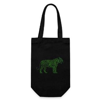 Binärcode Green Matrix Tiger Tech Cyber - Geschenkbeutel für Flaschen - Schwarz - Vorne