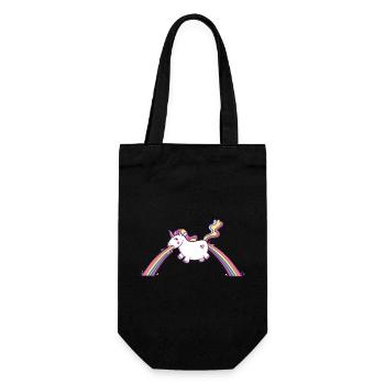 Kotzendes Einhorn, Regenbogen Kotze - Geschenkbeutel für Flaschen - Schwarz - Vorne