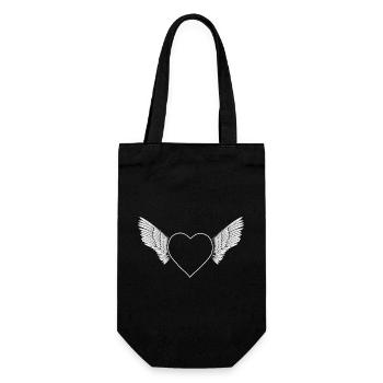 Heart with wings- white- - Gift Bag for Bottles - black - Front